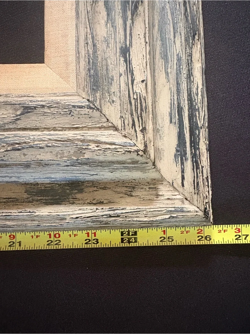 Vintage Rustic Weathered Wood Frame with Linen-Look Mat 26” x 22”